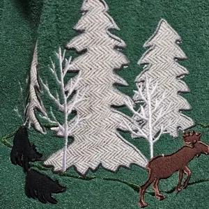 Vintage Mandal Bay Evergreen Cabin‎ Applique ¼ Zip Fleece Top Size Small thumbnail 3