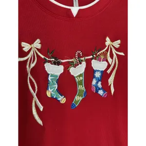 Vintage White Stag XL Sweatshirt Womens Christmas‎ Holiday Stockings Red Top thumbnail 2