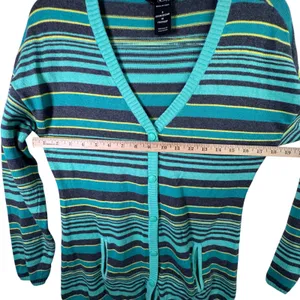 Oakley Y2K Stripe Cardigan Aqua Gray‎ Indie Grunge Soft Girl Sweater Mallcore S thumbnail 5