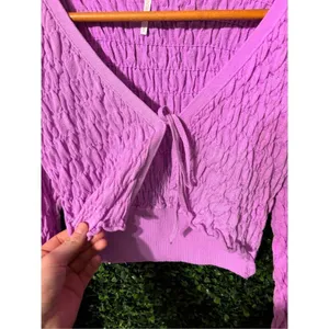 Free People Violet Tie Front Scrunchy Shrug Sz Small NWOT thumbnail 5