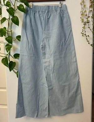 SheIn Light Blue Wide-Leg cotton Pants thumbnail 4