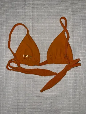Skatie Orange Terry Cloth Bikini Top thumbnail 2