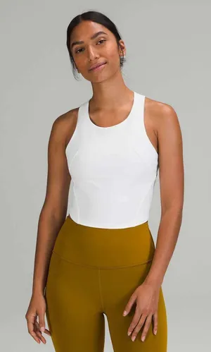 Lululemon Invigorate Training Tank Top White Everlux Cropped Racerback Size 2 thumbnail 1