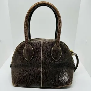 Vintage Dooney & Bourke Chocolate Brown Dome Zipper Closure Satchel Size Small thumbnail 1