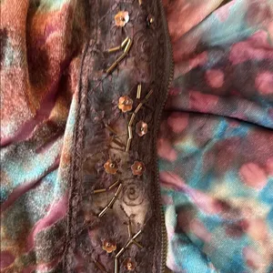 Jaipur Elegant velvet Brown and Orange cardigan extra lightweight size M thumbnail 7