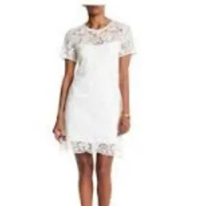 Cupcakes & Cashmere White Lace Cap Sleeve Sheath Dress Mini M Formal Bridal NEW thumbnail 10