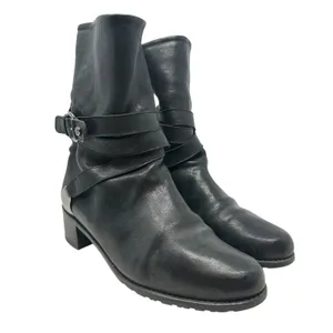 Stuart Weitzman Ranch‎ Dressing Boots Moto Buckle Leather Black Size US 6 thumbnail 6