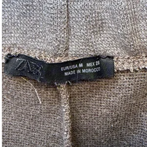 Zara Knit 2 Piece Set Top and Pants Taupe Brown‎ Seam Detail Medium thumbnail 9