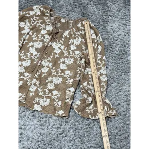 Y2k Sheer Mesh Floral Blouse Long Sleeve Embroidered Women XL Floral Cottagecore thumbnail 8