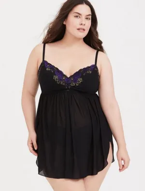 Torrid Black Mesh Lace Babydoll Sz 1X thumbnail 1