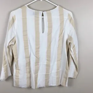 Sincerely Jules Striped Cream Ivory Tan and White Boho Blouse Size Small S thumbnail 6