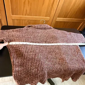 Pink Rose Large Burgundy Marl Open Front Chunky Knit Cardigan Warm Fall Sweater thumbnail 6