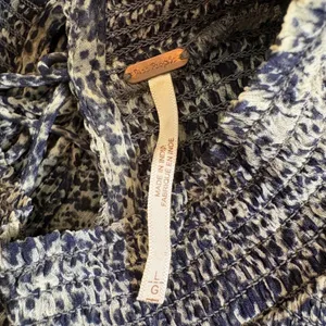 Free People Roma Top Gray Snake‎ Print Smocked High Neck Edgy Revolve Size Large thumbnail 3