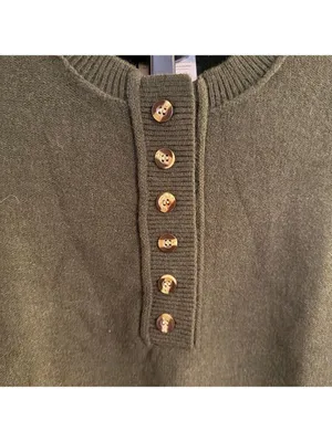 Fashion Crewneck Button Sweater Green thumbnail 5