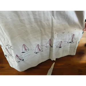 Vintage 90s Christopher & Banks Maxi Dress Sailboat Nautical Tan 12 Whimsical thumbnail 8