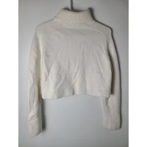Zara Md Off White Cropped Turtleneck Ribbed Knit Sweater Minimalist Chic Neutral thumbnail 3