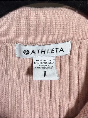 Athleta collared ribbed sweater light pink size small thumbnail 5