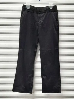 Old Navy Women Pants Size 6 Black Straight Leg Casual Cotton Stretch Slacks thumbnail 1