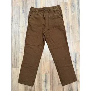 Zara‎ Brown Textured Drawstring Pants Elastic Waist Tapered Women's M thumbnail 3