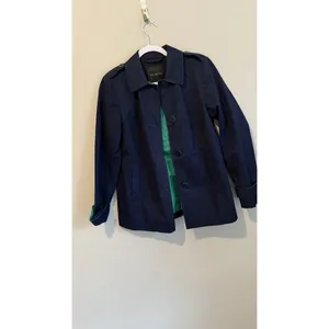 Talbots Rain Trench Coat Jacket Women Size XS Blue Button Up Military Preppy thumbnail 3