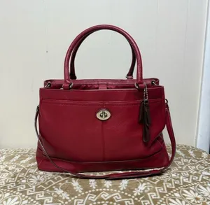 Coach Park Large Carryall F23268 in Red Pebbled Leather thumbnail 1