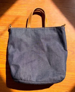 Denim handbag with Tan Handles Blue thumbnail 1