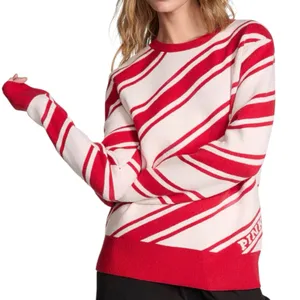 Victoria's Secret Pink Red & White Candy Cane Stripe Crewneck Sweater Size XL thumbnail 1