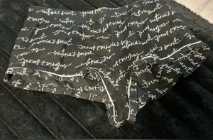 PINK Victoria's Secret Black Boxer Shorts with White Script thumbnail 1
