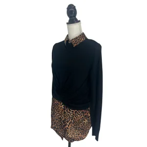 Veronica Beard Phebe Mixed Media Merino Wool Top Black XS‎ thumbnail 7