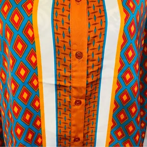 Rose + Olive Women Orange and Blue Button Down Blouse Top Sz-Medium thumbnail 5