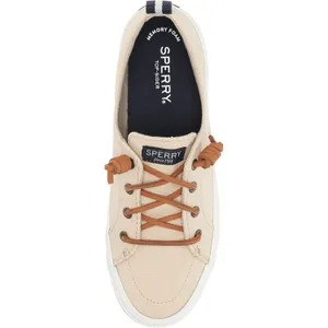 SPERRY Crest Vibe Oat Beige Linen Sneaker Cowhide Leather Laces ~ Women's Size 8 thumbnail 3