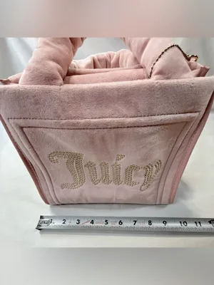NWOT Juicy Couture Viral Blush Pink Plush Tote with Crystal Logo and Heart Charm thumbnail 2