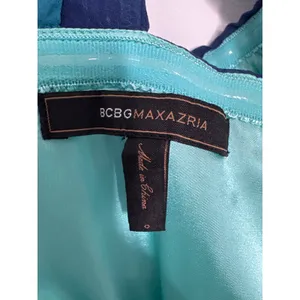 2000s BCBG Max Azria Teal Blue Ombre One-Shoulder Chiffon Evening Gown – Size 0 thumbnail 12