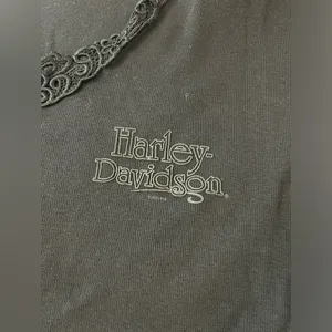 Vintage Y2K 2000 Harley Davidson Lace V Neck Black Short Sleeve Size Medium thumbnail 2