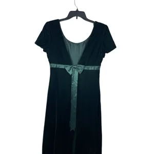 Donna Ricco Velvet Emerald Green Maxi Short Sleeve Empire Waist Dress 8 thumbnail 5