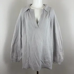 Free People Free-est Drea oversized gray polo collar sweater thumbnail 3