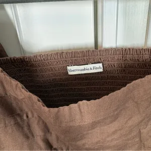 Abercrombie &‎ Fitch cotton Puff Sleeve Smocked Back Crop Top Brown Size XL thumbnail 3