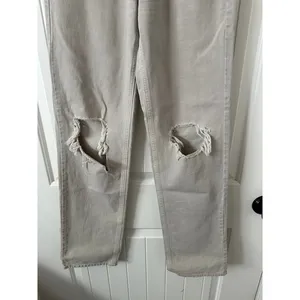 PacSun 90's Boyfriend Beige Distressed Jeans Size‎ 24 thumbnail 4
