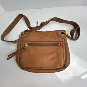 Fossil Cognac Brown Pebbled Leather Hobo Crossbody Bag Antique Brass Hardware thumbnail 8