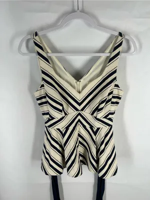 Maeve Anthropologie Mitered Stripe Peplum Top Size 6 thumbnail 8