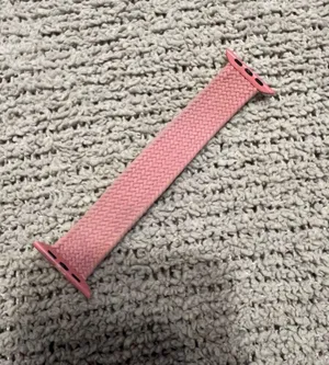 Comfortable pink braided elastic watch band with secure connectors thumbnail 2