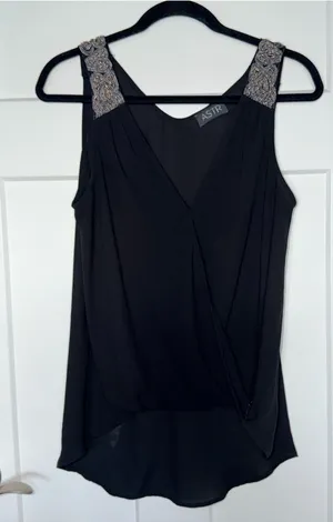 Astr Beaded Strap Surplice Tank thumbnail 1