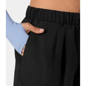 Halara High Waisted Elastic Waistband Drawstring Ruched Pocket Shorts 3" Black S thumbnail 3