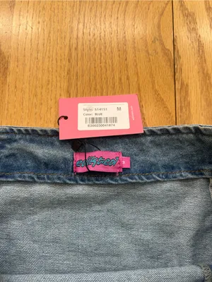 Edikted Slitted Denim Mini Skirt Blue Size M NWT Festival Grunge Streetwear thumbnail 4