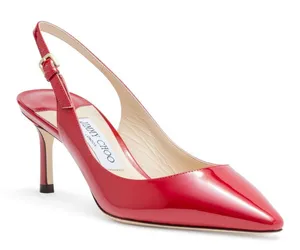 Jimmy Choo Erin 60 slingback kitten heel pumps in red patent leather thumbnail 1