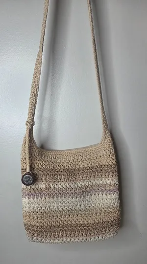The Sak Crossbody Multi Colored Crochet Handbag Purse with bag charm thumbnail 1