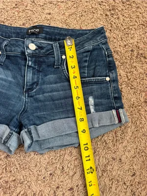 Bebe Dark Blue Rolled Cuff Denim Shorts size 26 thumbnail 6