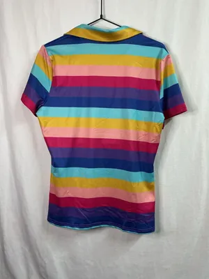 Jack Smith Women's Rainbow Striped pride positive 1/4 Zip Golf Polo Shirt thumbnail 5