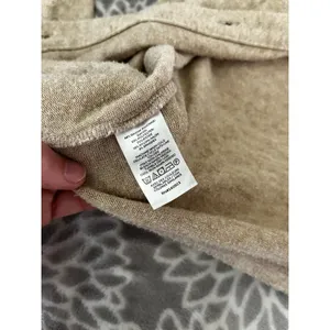 Lou & grey Tan Button Front Cardigan Small Neutral Preppy Sweater Minimalist Office Chic thumbnail 6