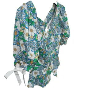Perseverance London Mambo‎ Floral Puff Sleeve Top Size 6 Floral 100% Linen thumbnail 5